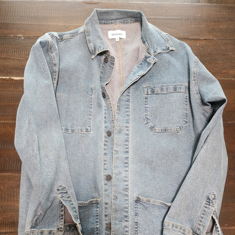 Unison Washed Blue Denim Chore Coat